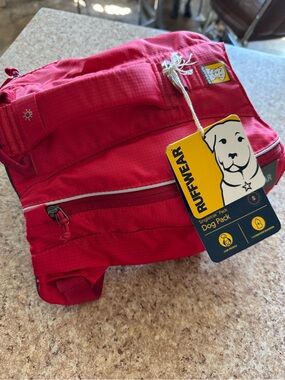 RUFFWEAR SINGLETRAK Dog Pack Small RED NWT w/ 2 Hydration Bladders HIKING!